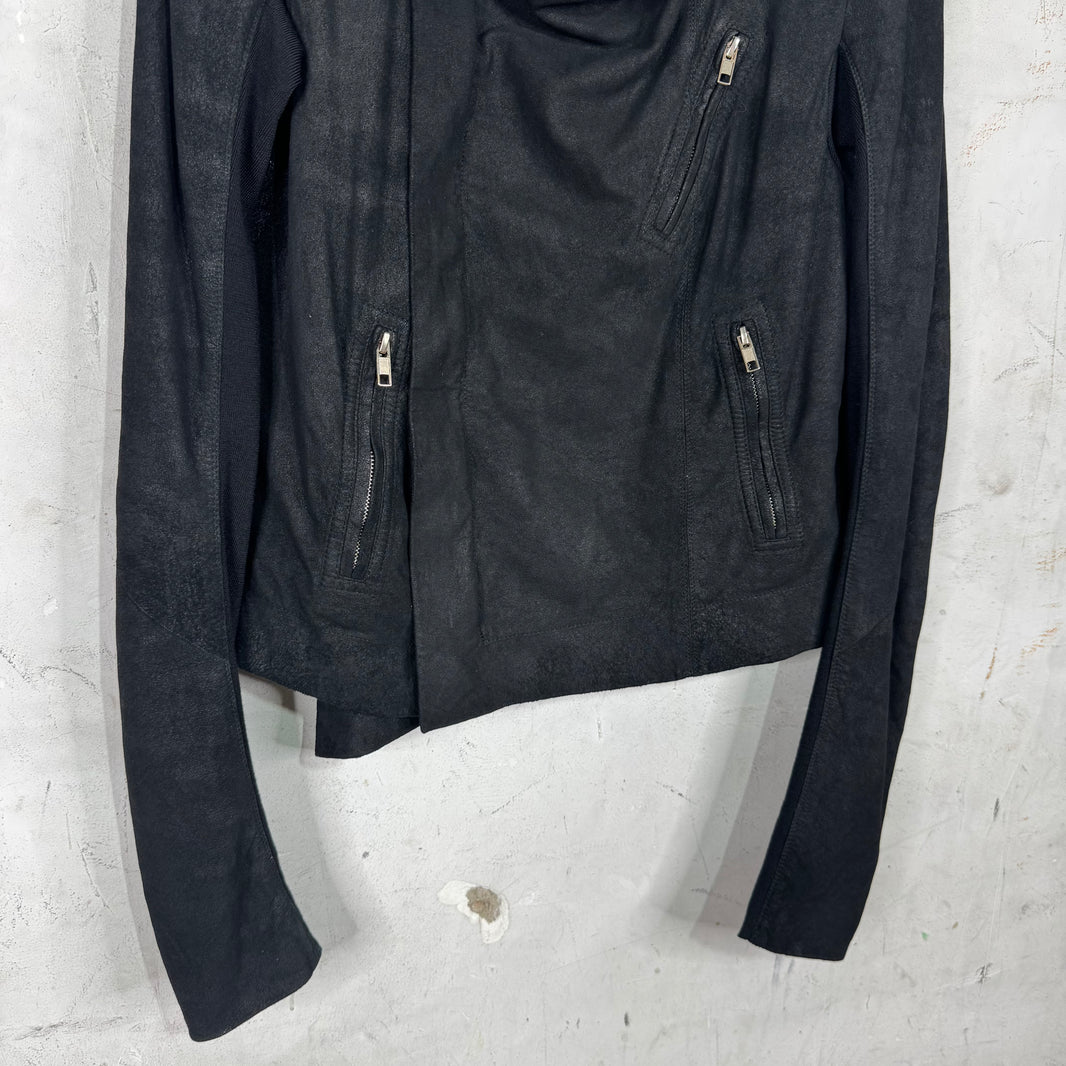 Rick Owens Asymmetrical Blistered Leather Jacket