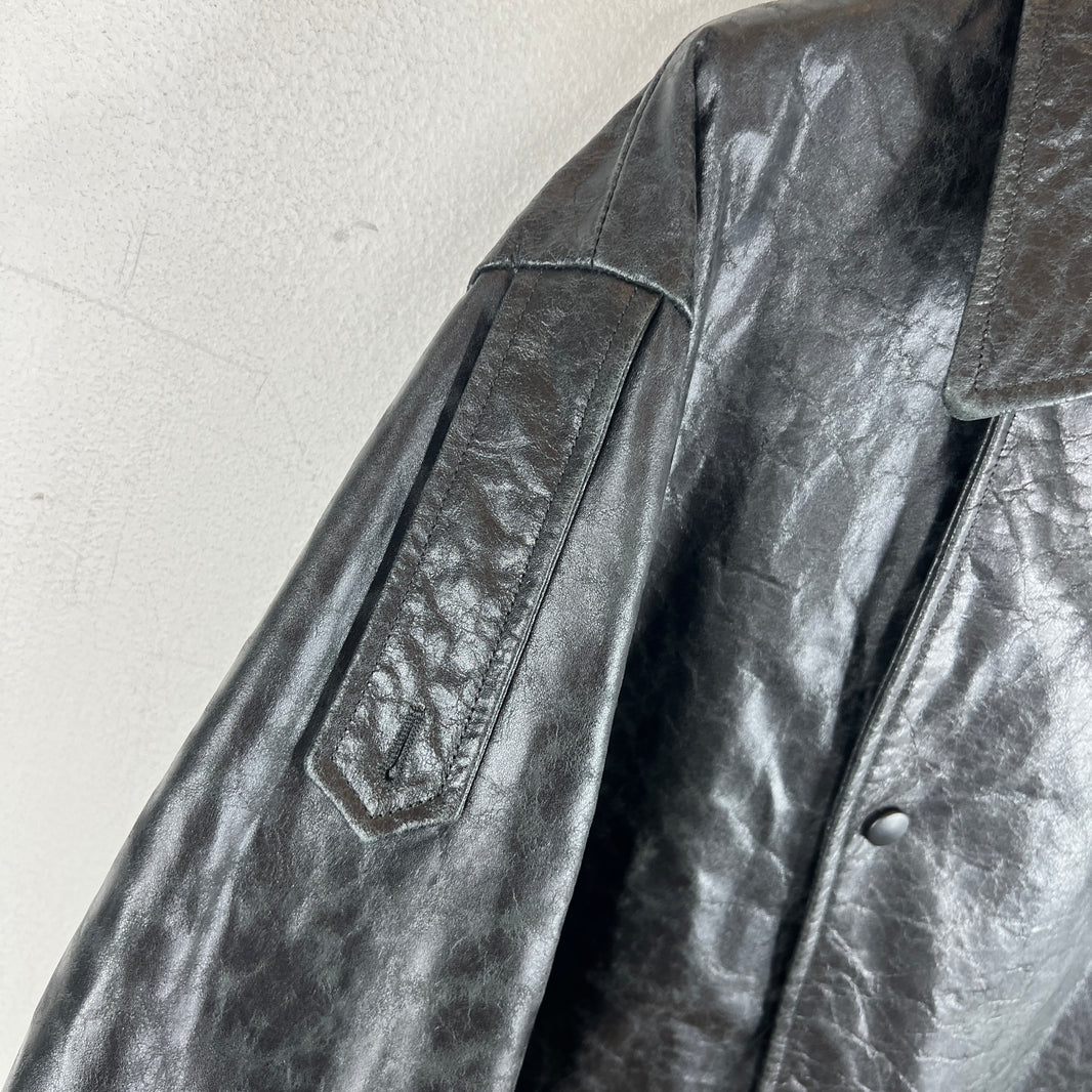 424 Paper Leather Trench Coat