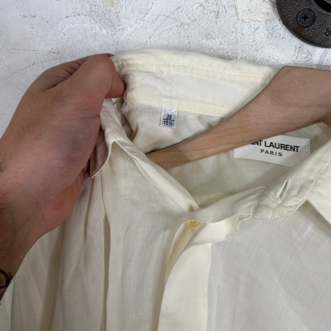 Saint Laurent Cream Cupro L/S Buttoned Shirt
