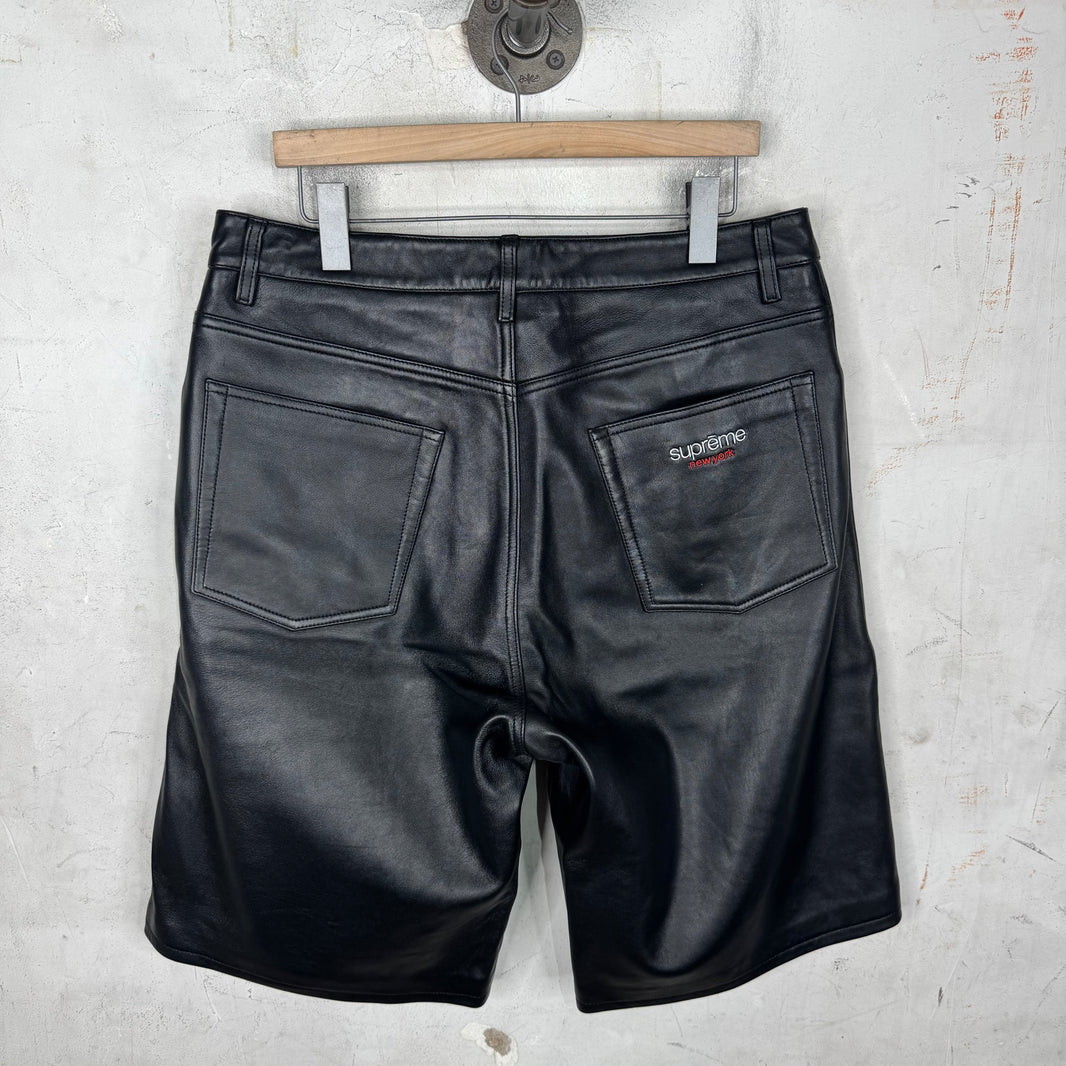 Supreme Logo Leather Shorts