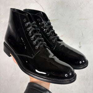Saint Laurent Patent Leather Lace Up Boot