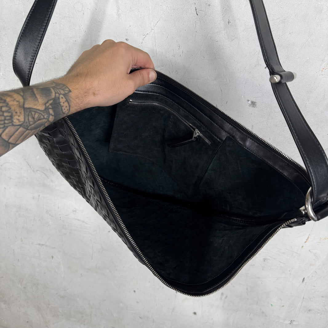 Bottega Veneta Intrecciato Woven Leather Virgule Bag