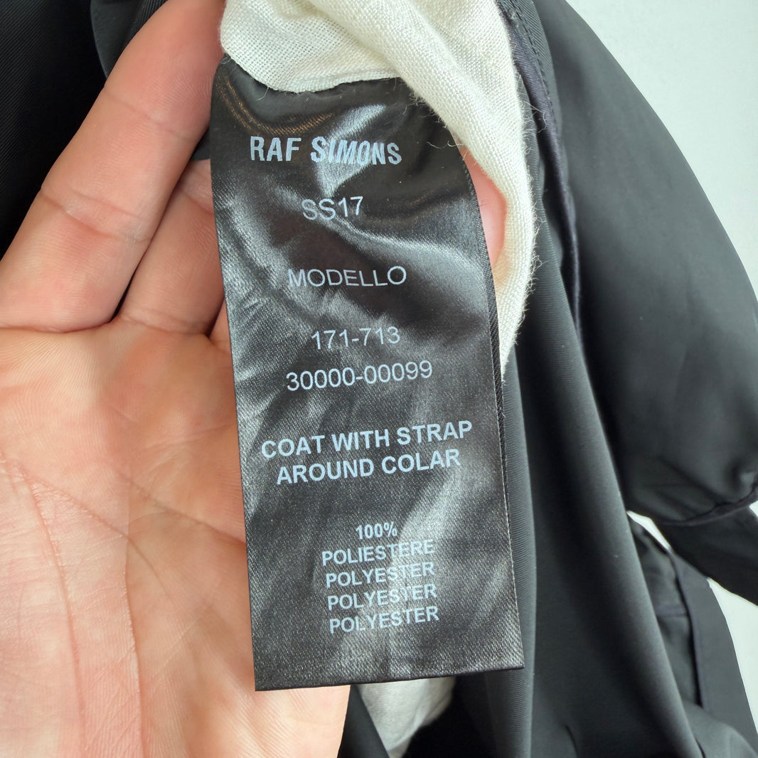 Raf Simons Black Nylon Collar Strap Trench Coat