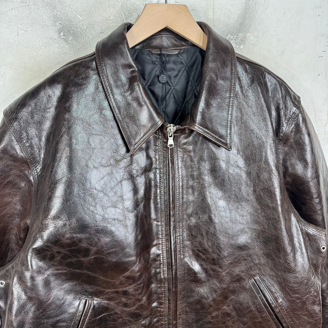 Stussy Brown Leather Garage Jacket