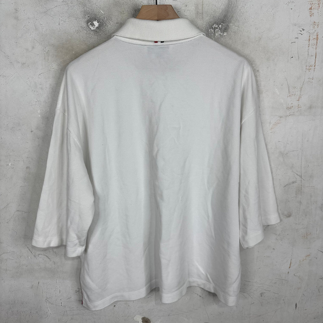 Thom Browne White Boxy Cropped Polo