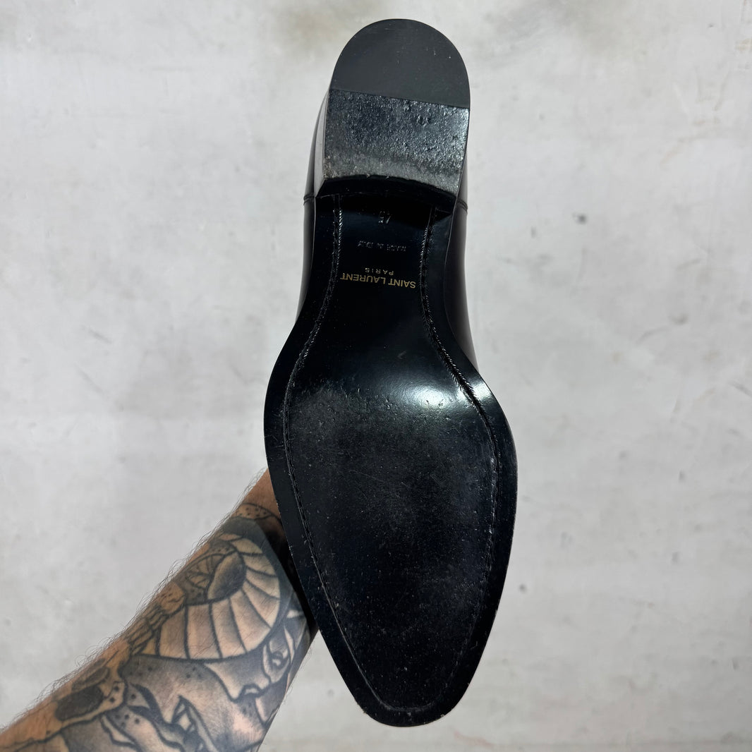 Saint Laurent Dark Brown Leather Wyatt Boots