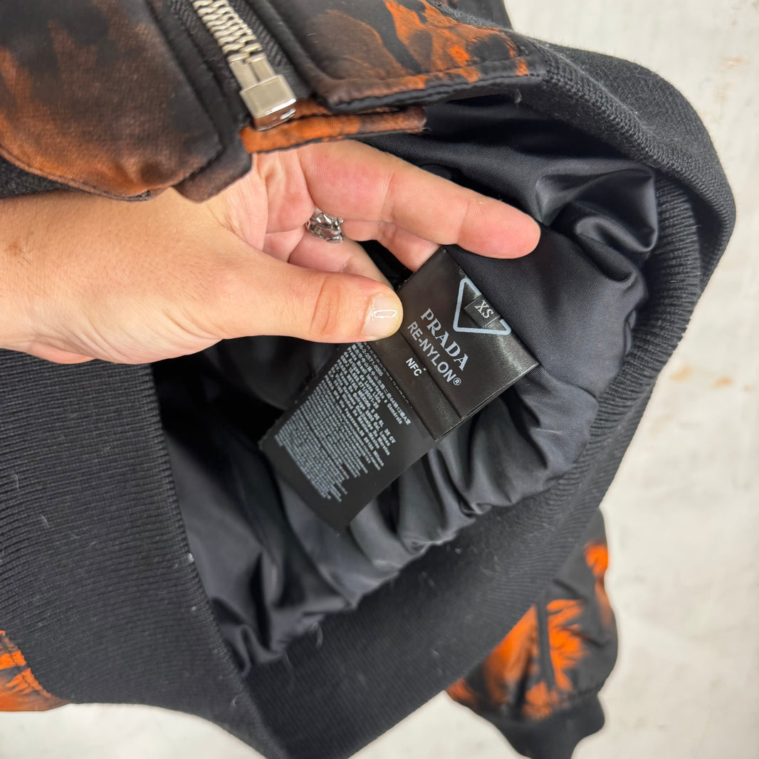 Prada Orange Raf Renylon Bomber Jacket