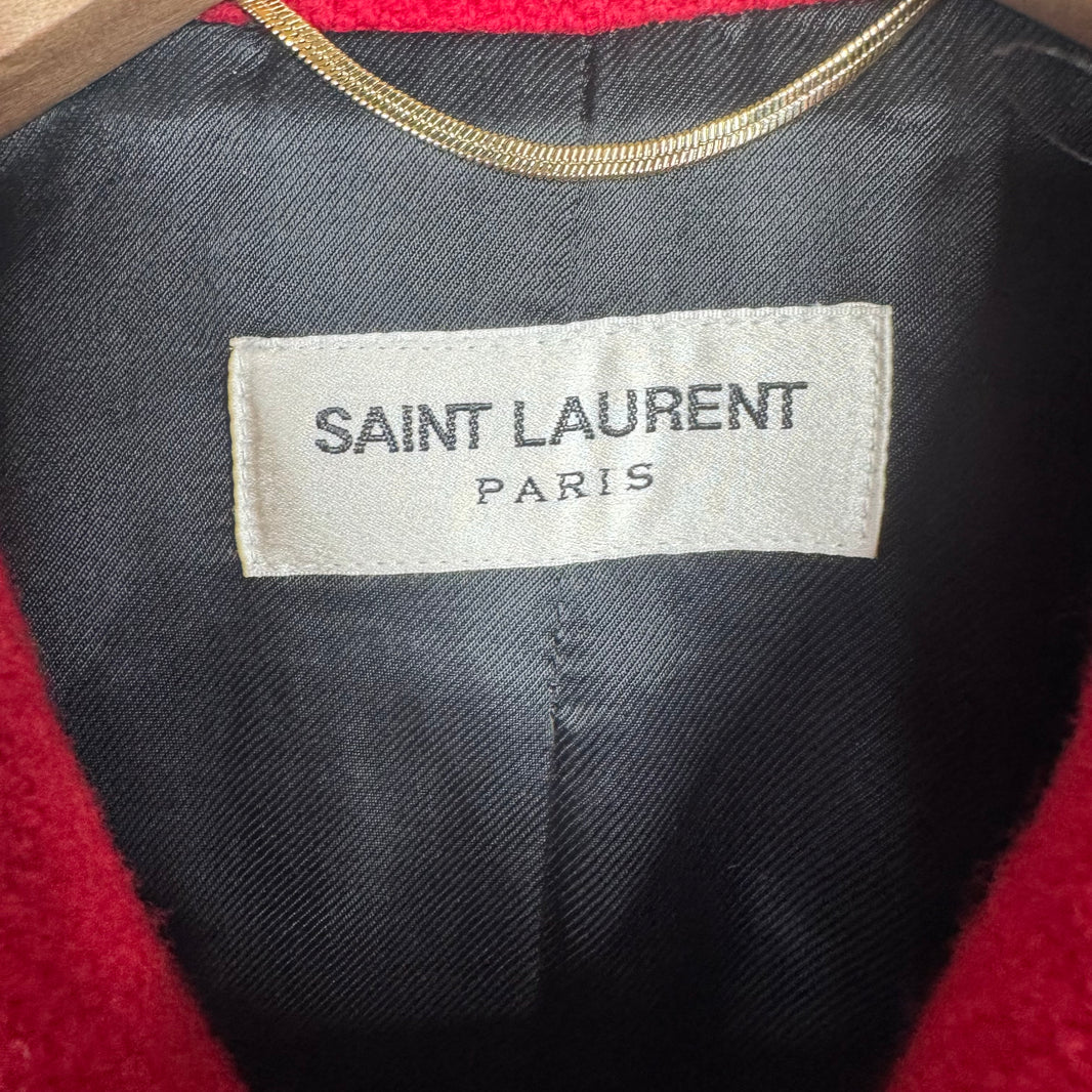 Saint Laurent Red Cheetah Varsity Jacket