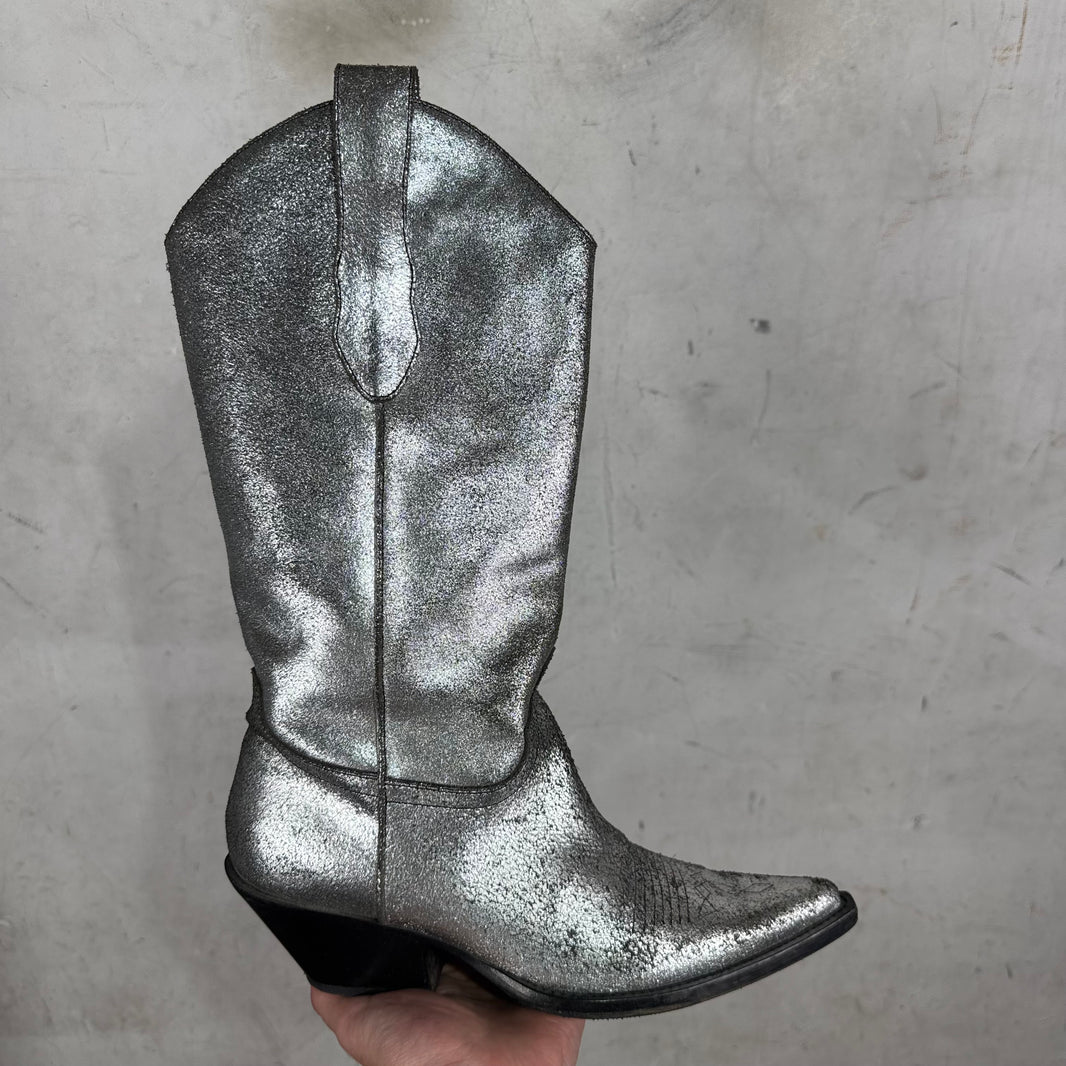 Margiela Cracked Silver Western Boots