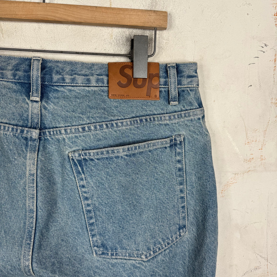 Supreme Script Baggy Denim Shorts