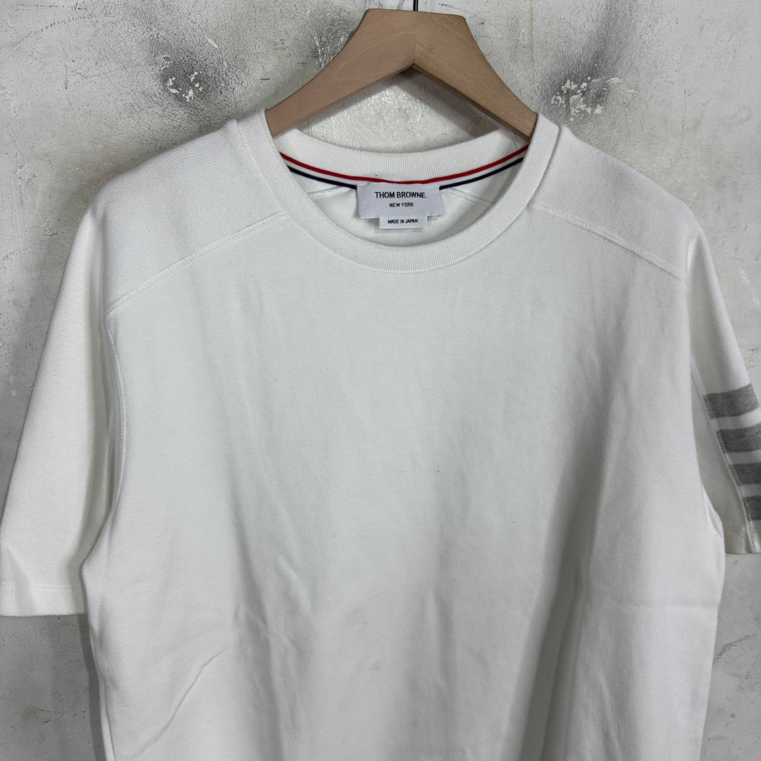 Thom Browne White Striped Sleeve T-Shirt