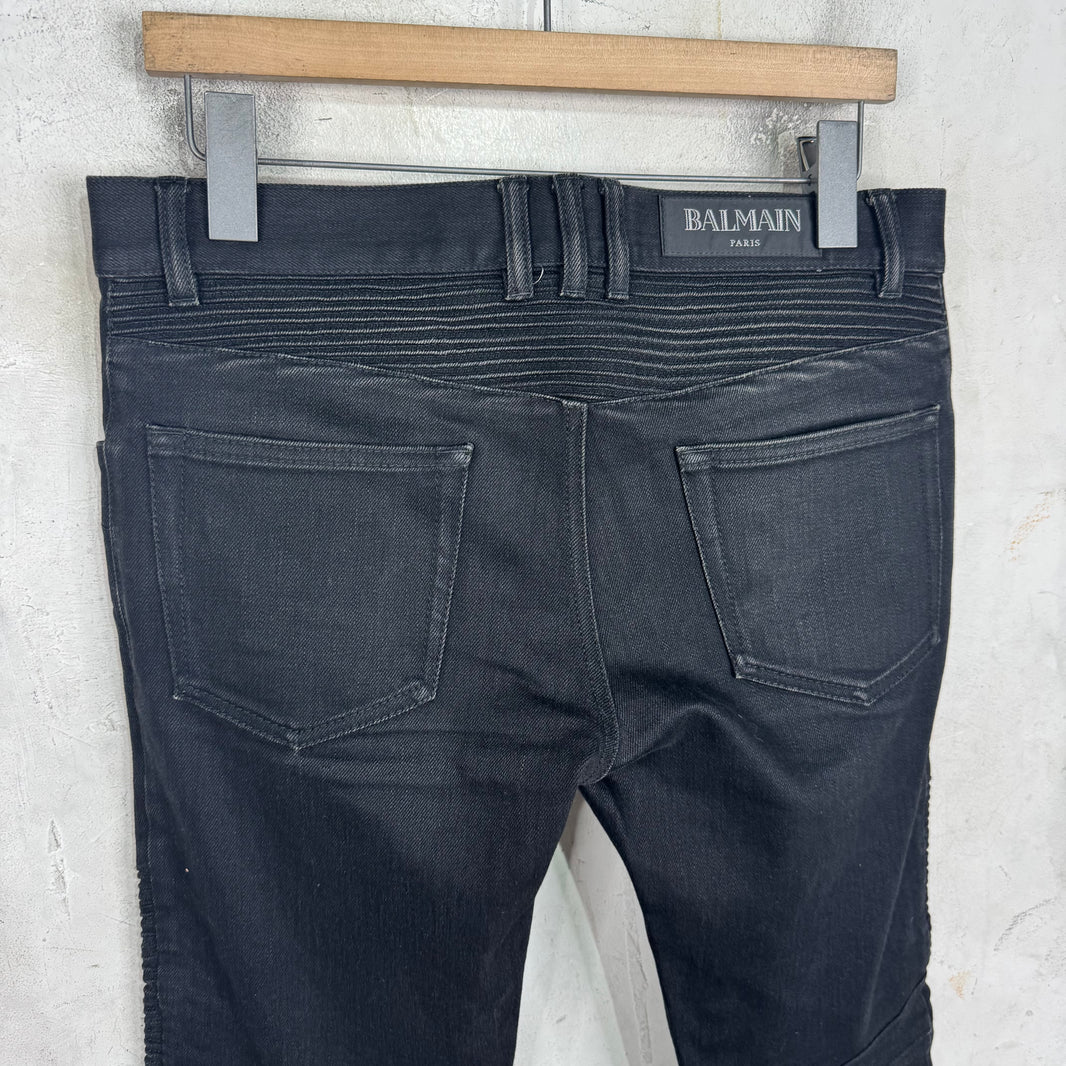 Balmain Black Biker Jeans