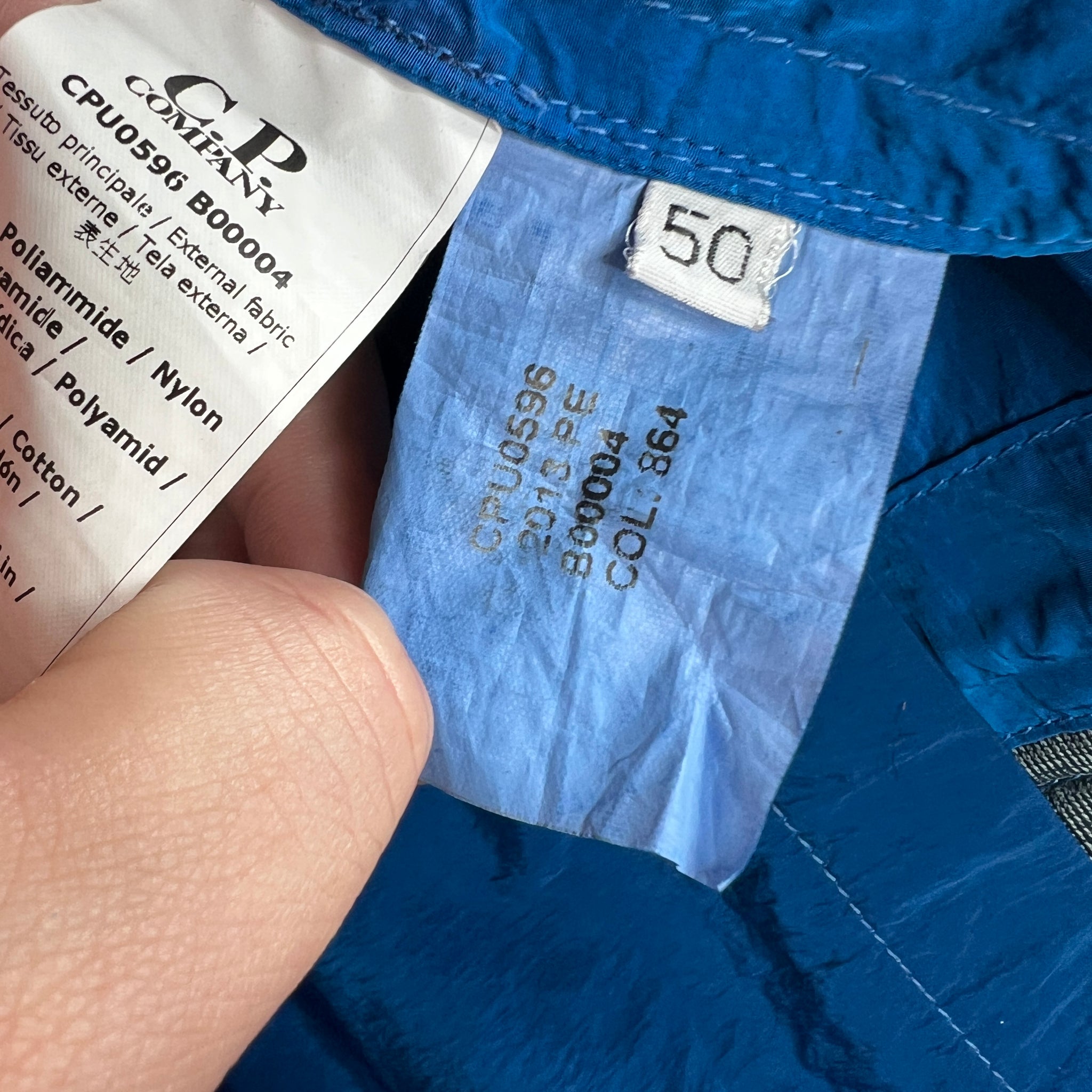 CP Company Blue Polyamide Goggle Jacket