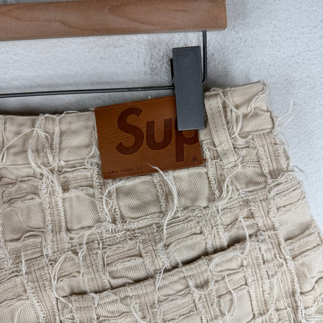 Supreme White Patchwork Jean Shorts