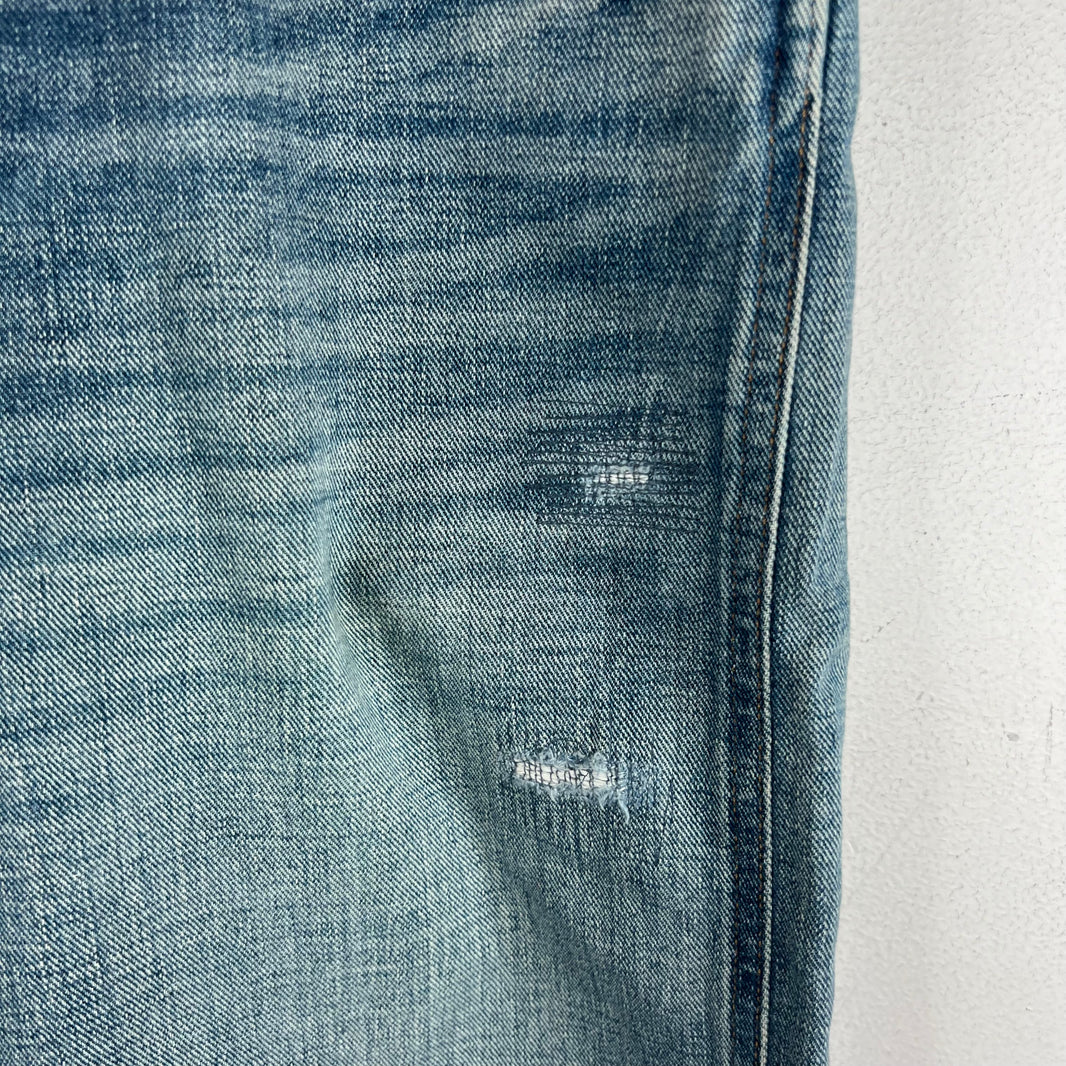 RRL Distressed Buckle Back Jeans