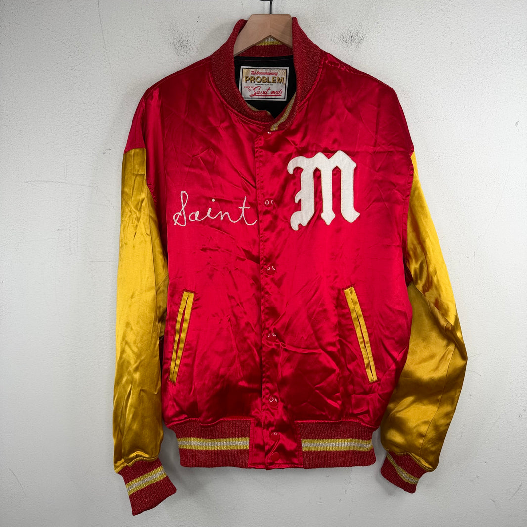 Saint Michael Red Satin Bomber Jacket
