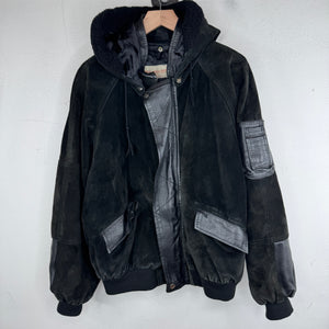 Vintage Leather/Suede Hooded Zip Jacket