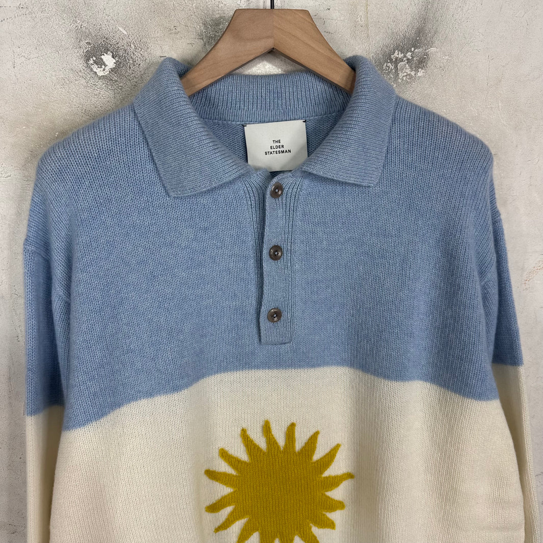 Elder Statesman Cashmere Polymarket Argentian Flag Rugby Sweater