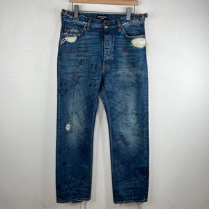 Balenciaga Dark Wash Scribble Jeans
