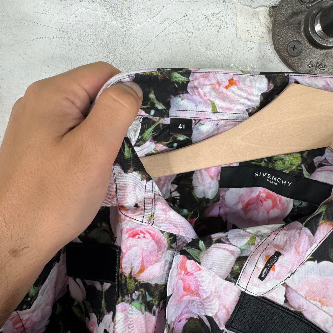 Givenchy Floral Print SS Military Patch Shirt