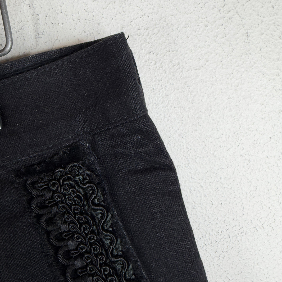 Sacai Black Pocket Lace Trim Denim Jeans