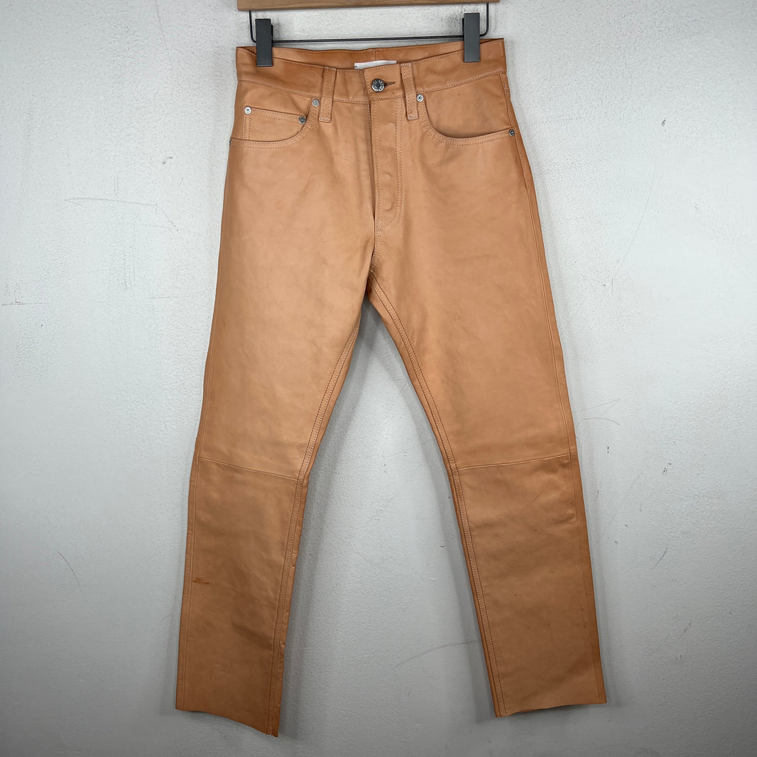 Helmut Lang Peach Leather Slim Pants