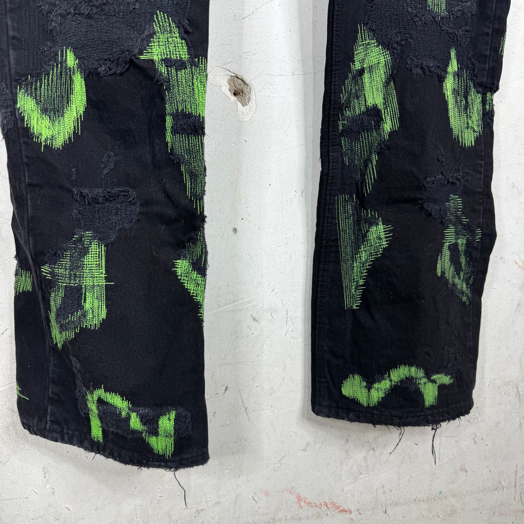 Endless Denim Black/Green Repaired Jeans