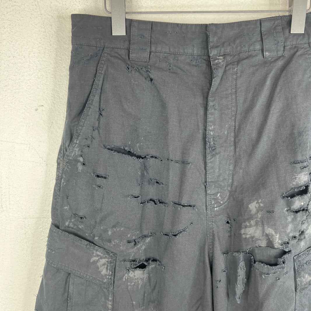 Balenciaga Distressed Ripstop Double Layer Cargo Pants