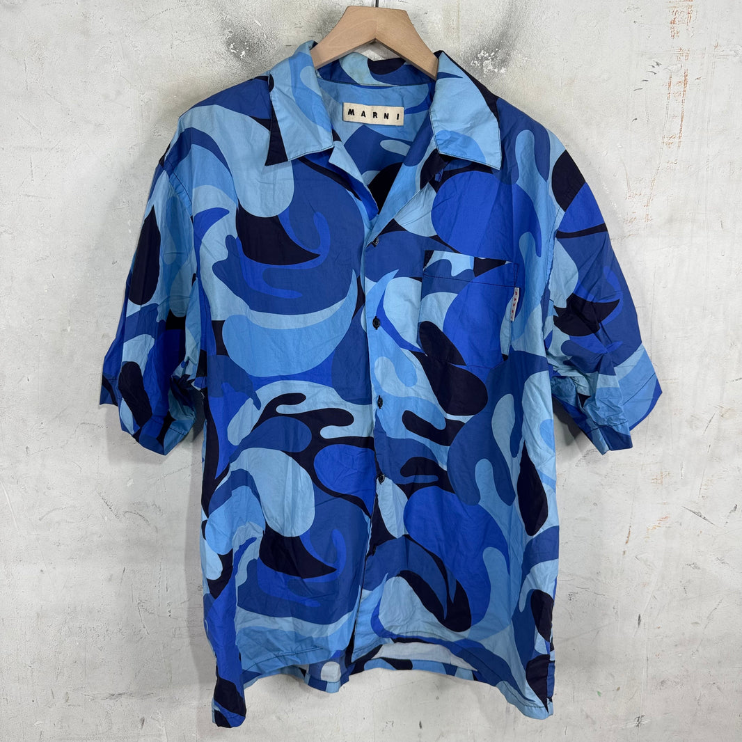 Marni Blue Camo S/S Button Up Shirt