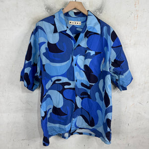 Marni Blue Camo S/S Button Up Shirt