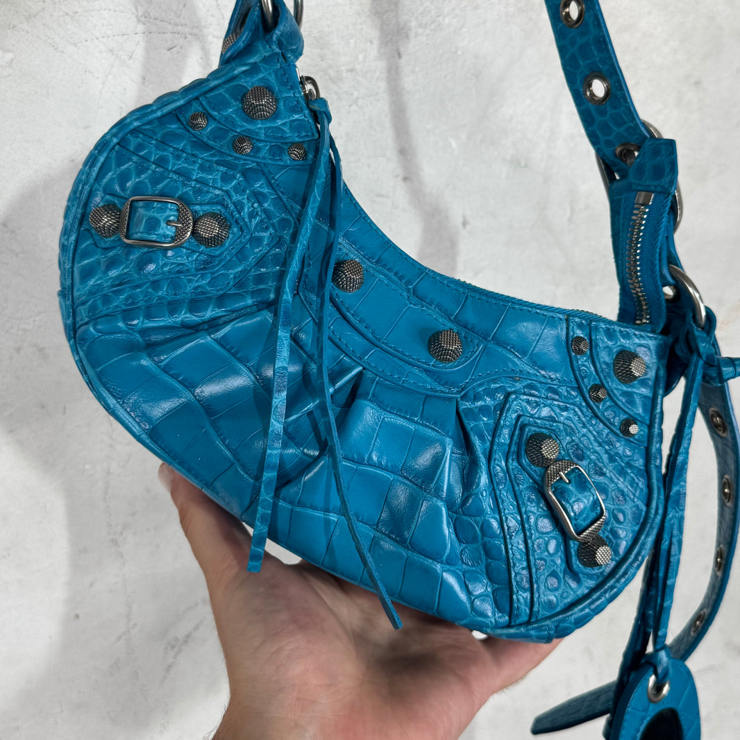 Balenciaga Embossed Croc Cagole Bag