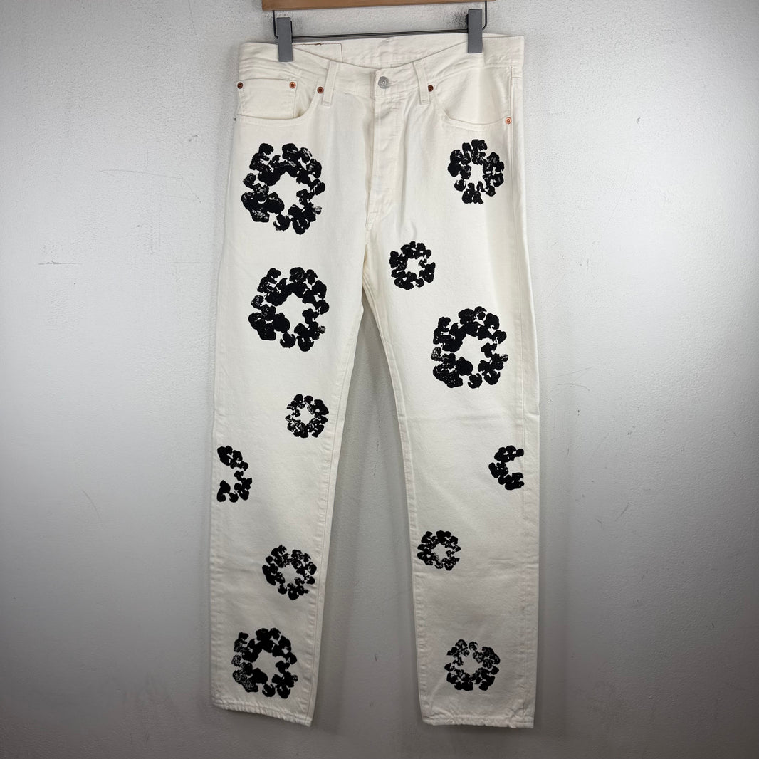 Denim Tears Levi's White Wreath 501 Jeans