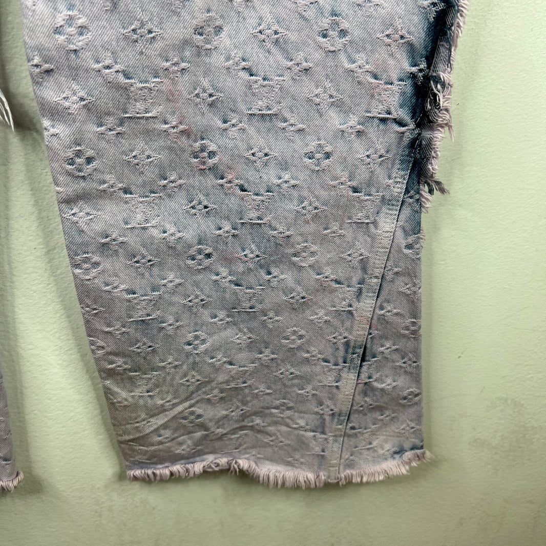 Louis Vuitton Purple Flayed Monogram Flared Carpenter Jeans
