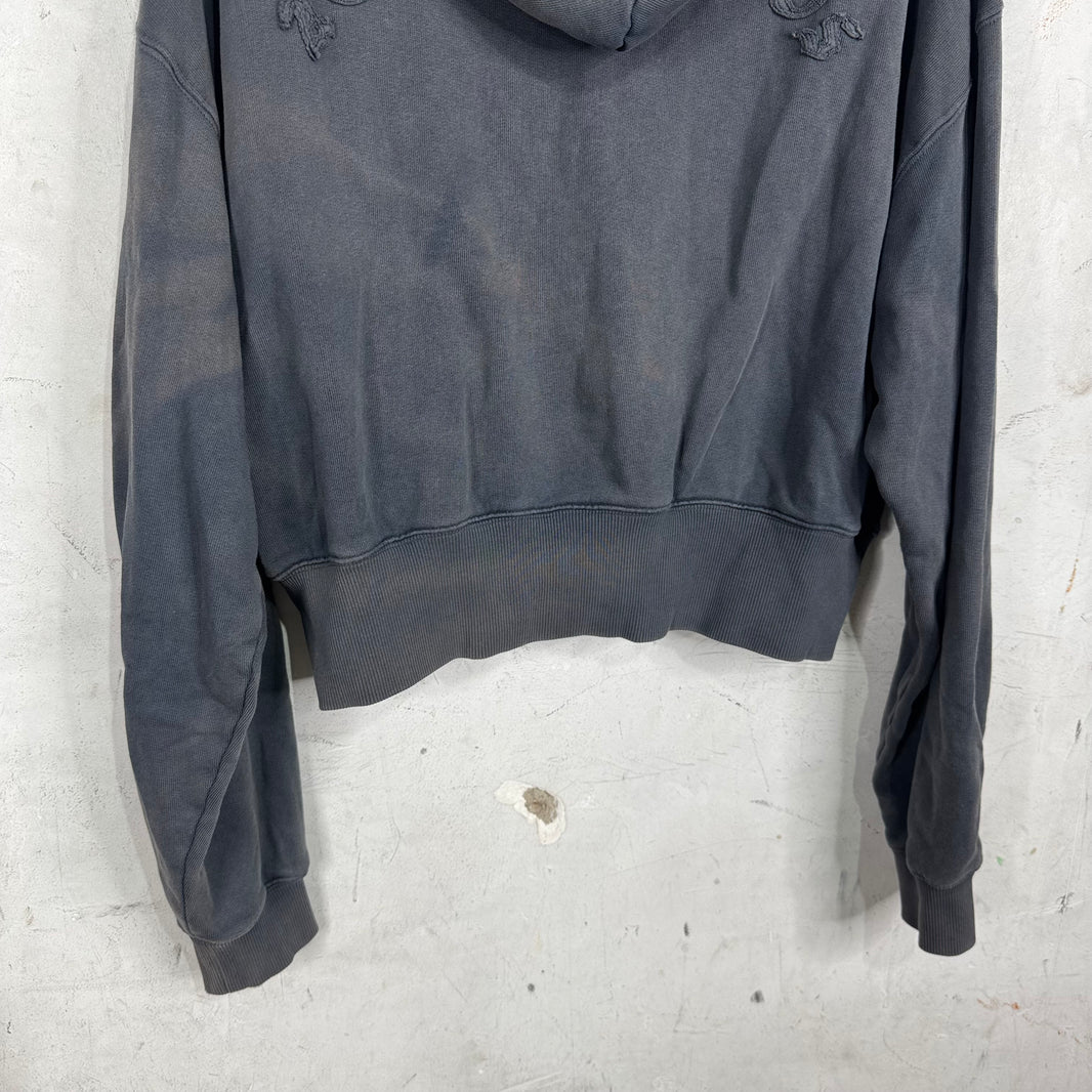 Acne Studios Grey Cropped Zip Up Hoodie