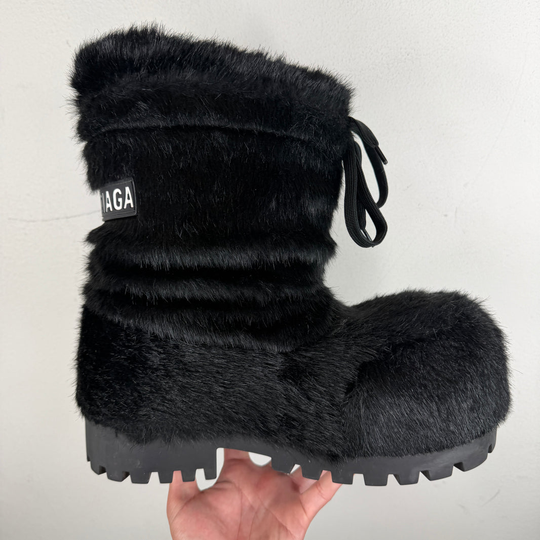 Balenciaga Black Furry Alaska Boots