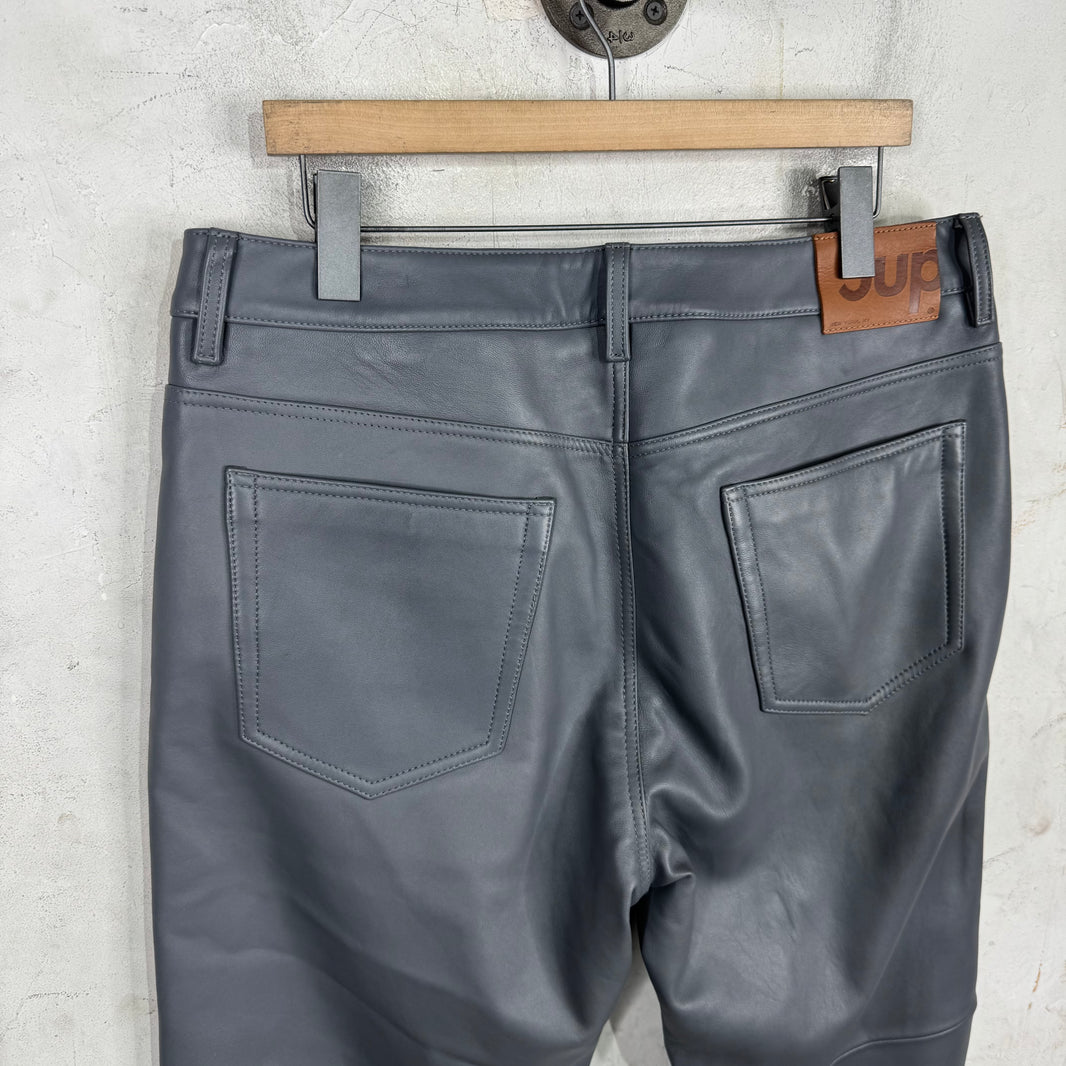 Supreme Grey Leather Pants