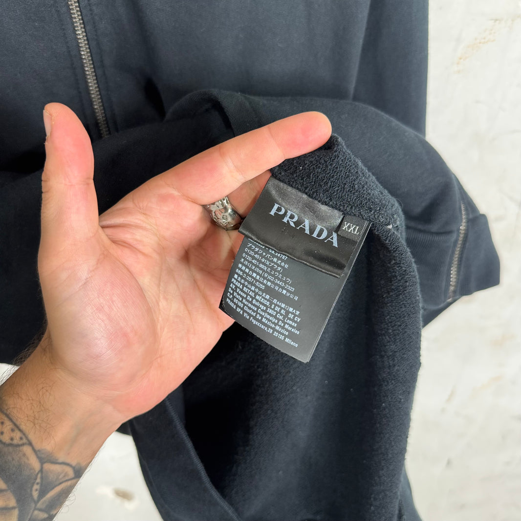 Prada Nylon Hooded Zip Hoodie