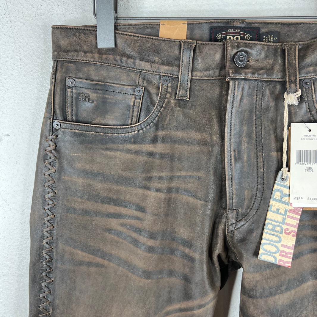 RRL Cross Stitch Leather Jeans