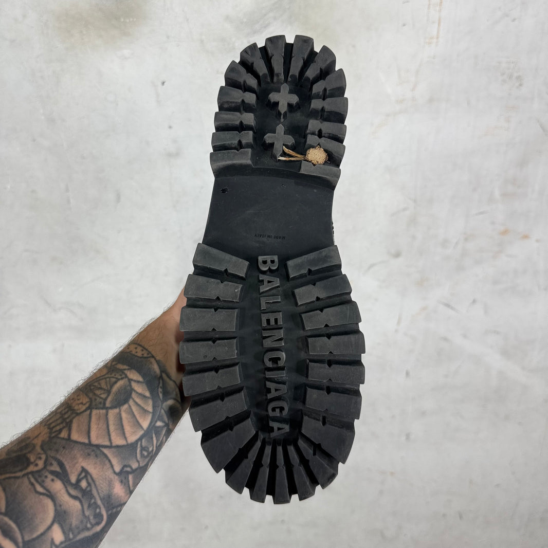 Balenciaga Distressed Leather Strike Boots