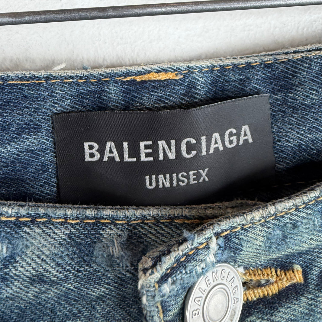 Balenciaga Destroyed Blue Jeans