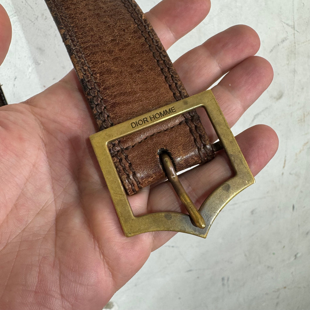 Dior Brown Leather D Point Belt