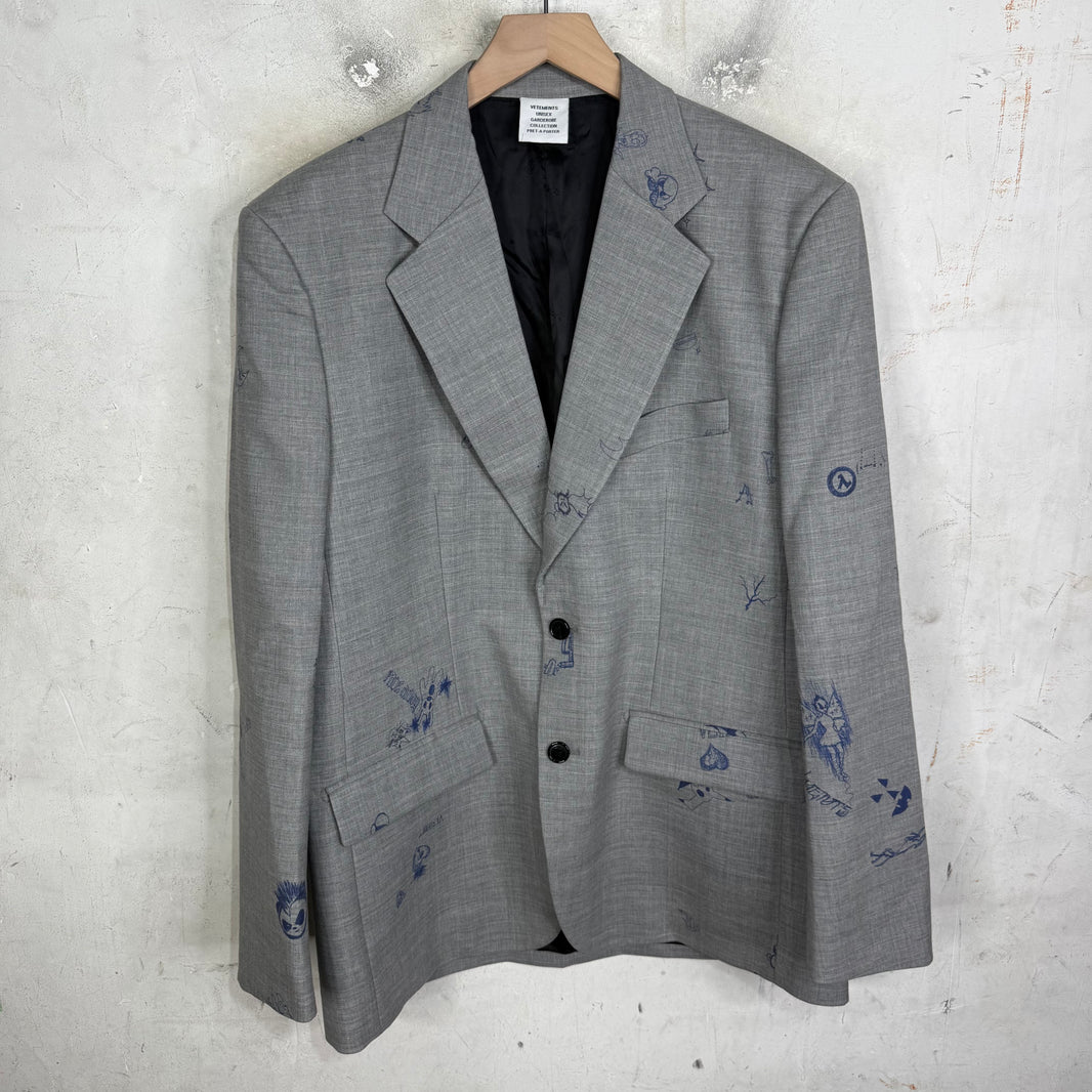 Vetements Grey Scribble Blazer