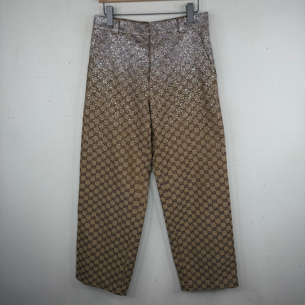 Gucci GG Monogram Crystal Embellished Carpenter Trousers
