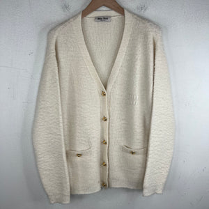 Miu Miu White Wool Cardigan