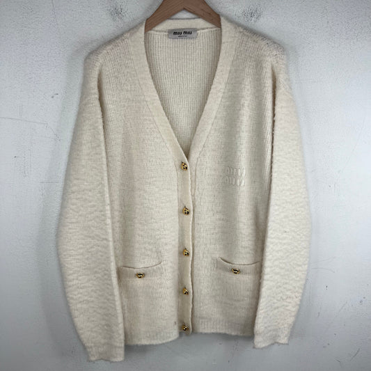 Miu Miu White Wool Cardigan