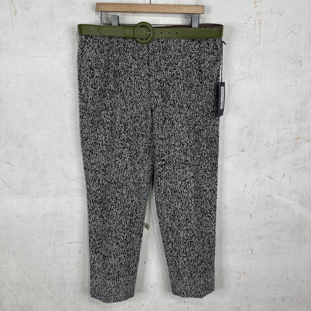 Prada Belted Tweed Trousers