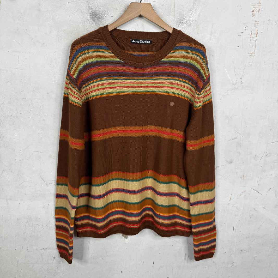 Acne Studios Brown Striped Face Sweater