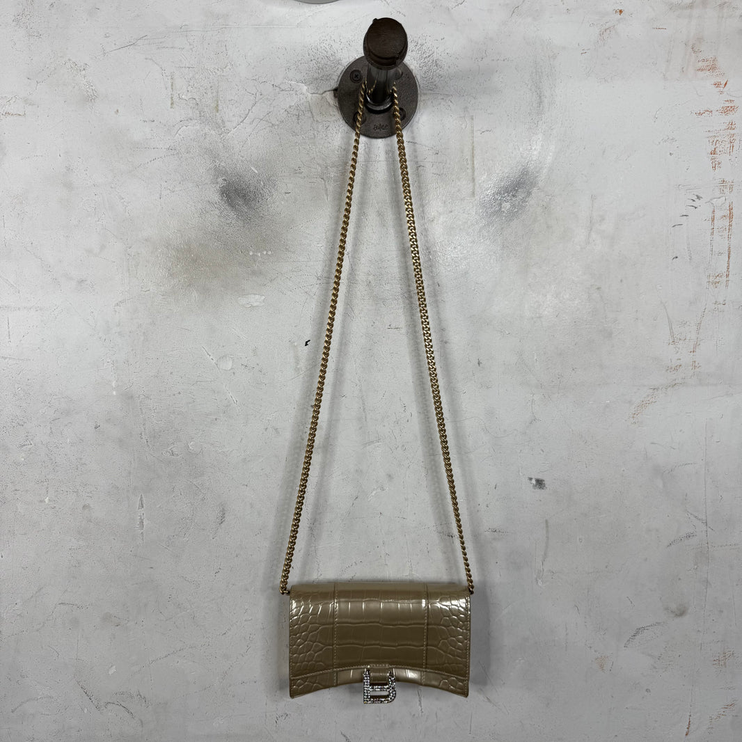Balenciaga Gold Hourglass Chained Wallet Purse