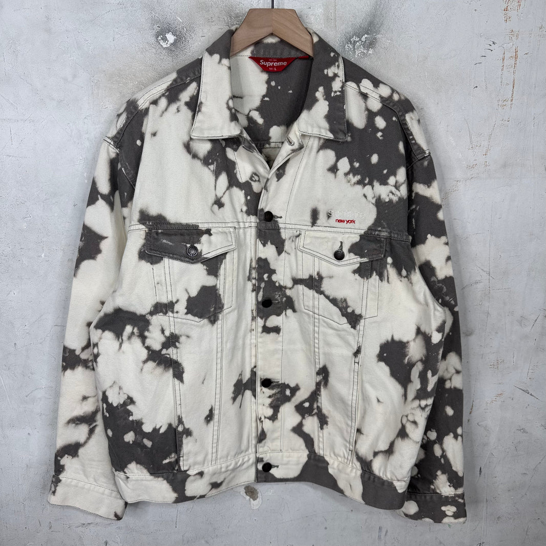 Supreme Bleached Logo Denim Trucker Jacket