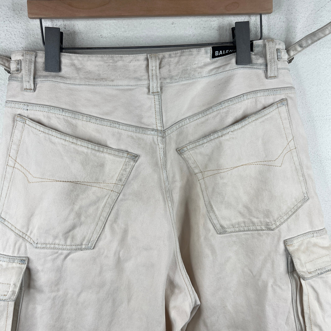 Balenciaga White Denim Convertible Cargo Pants